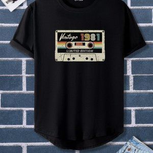 Black Casual Men's 80's Graphic Tee